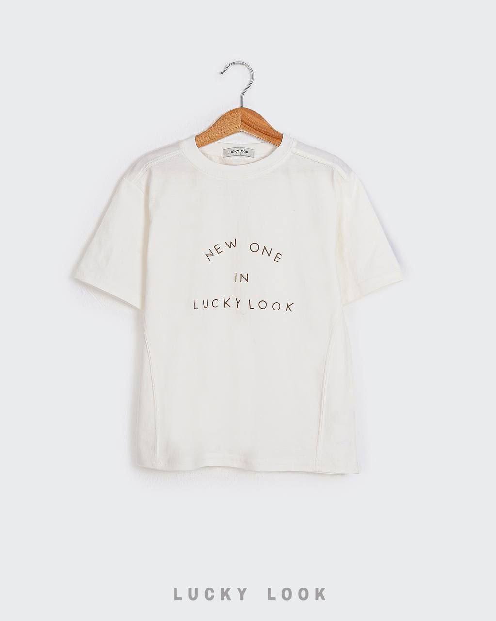 تیشرت سفید بیسیک LUCKY LOOK کد1318