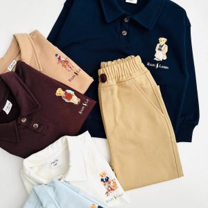 ست پلوشرت تدی با شلوار کتان تویین کد1345